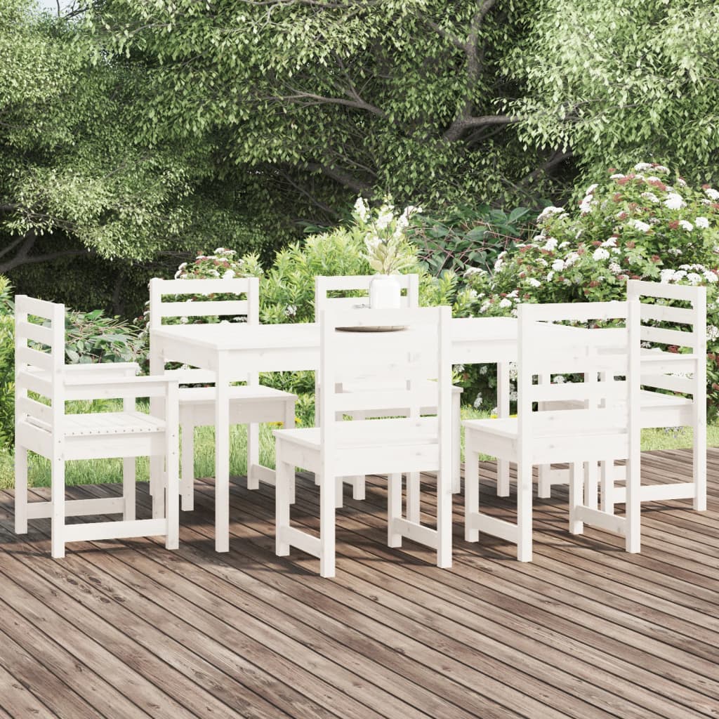 7-delige Tuinset massief grenenhout wit – afbeelding 1