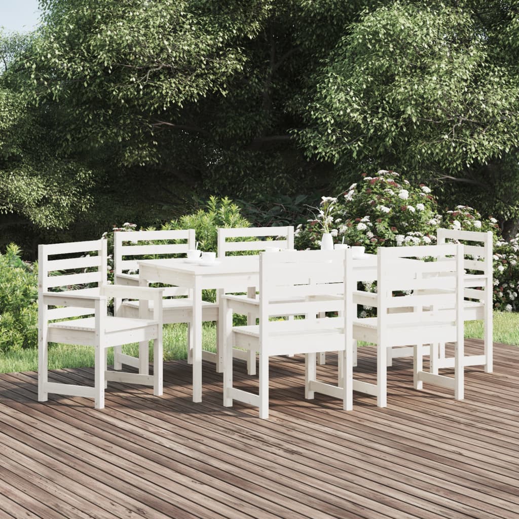 7-delige Tuinset massief grenenhout wit – afbeelding 1