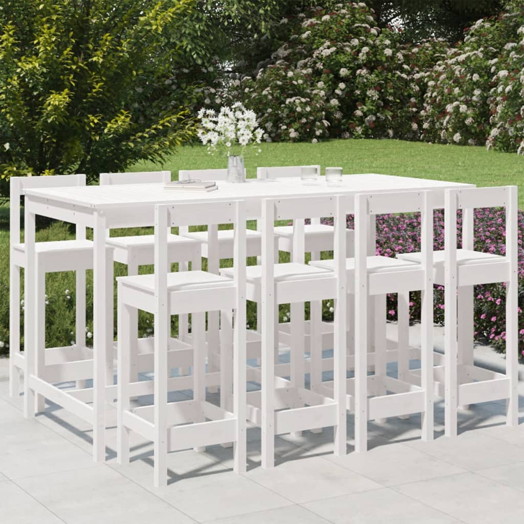 9-delige Barset massief grenenhout wit – afbeelding 1