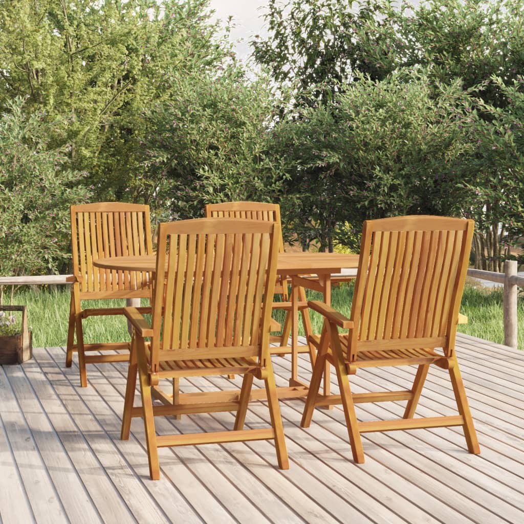 Tuinstoelen 4 st verstelbaar massief teakhout – afbeelding 1