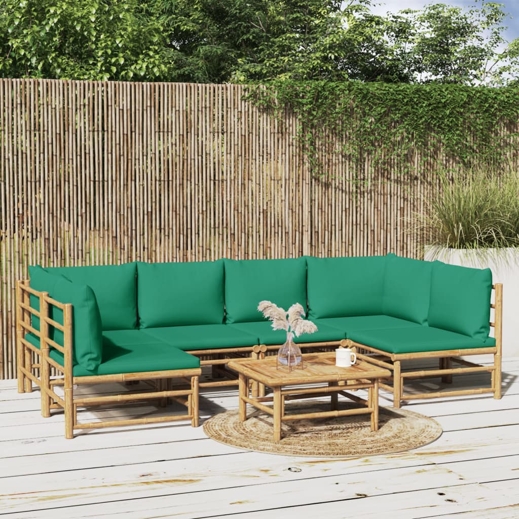 7-delige Loungeset met kussens bamboe groen