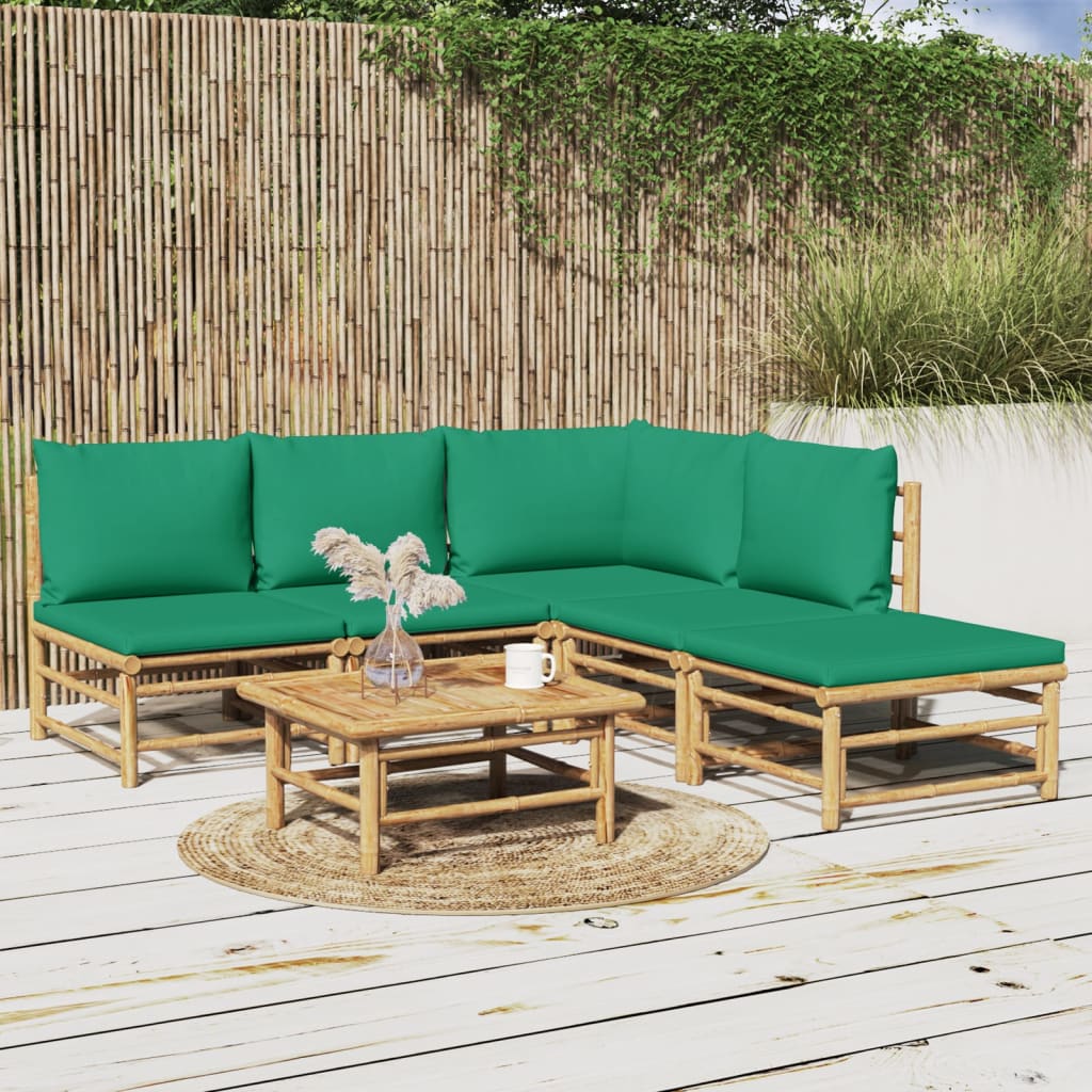 6-delige Loungeset met kussens bamboe groen