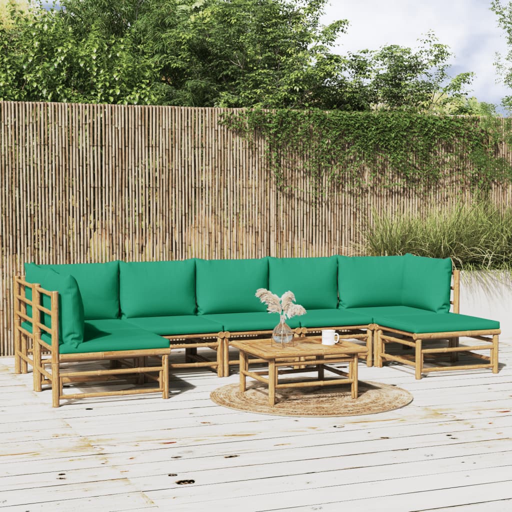 8-delige Loungeset met kussens bamboe groen – afbeelding 1