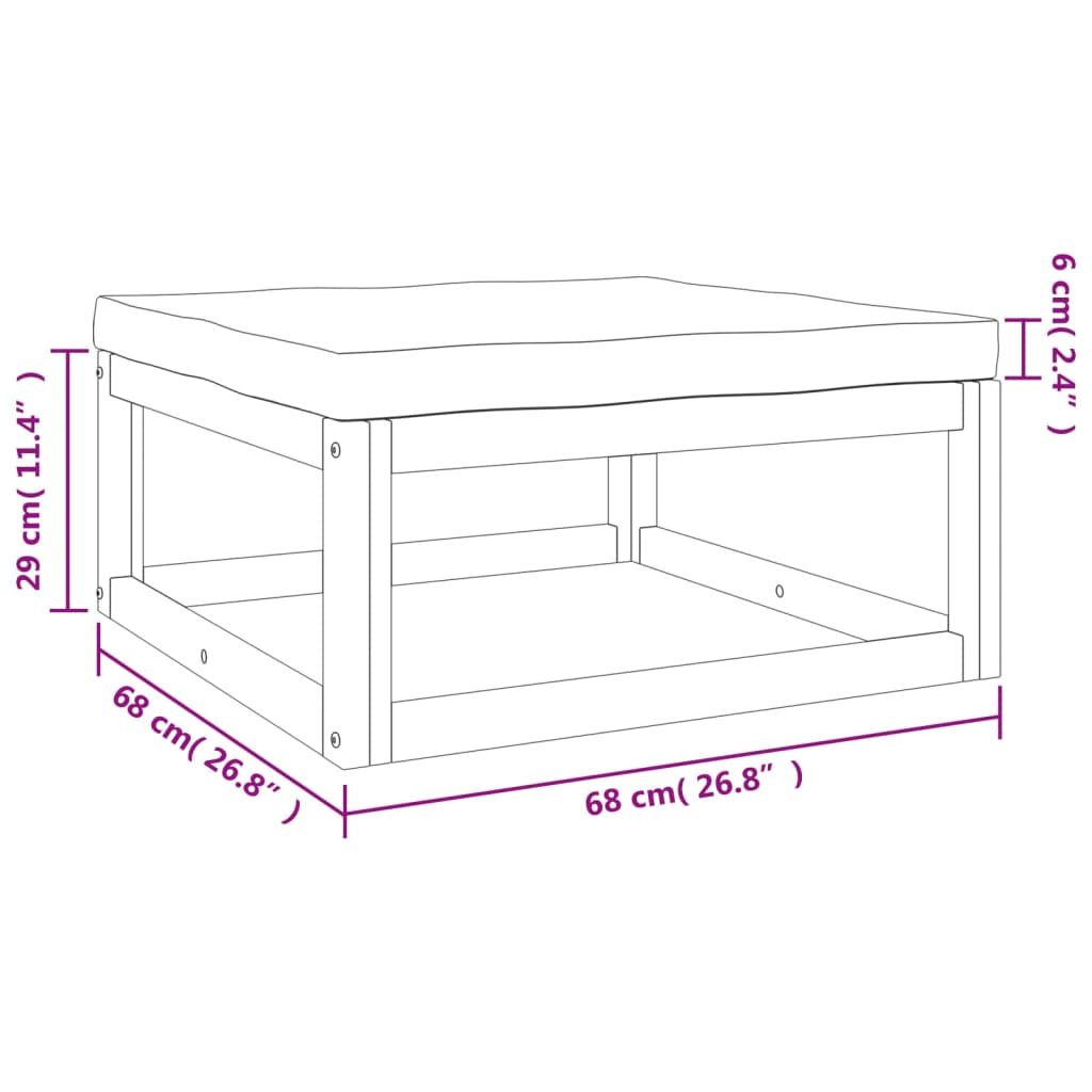 6-delige Loungeset met taupe kussens massief hout – afbeelding 10