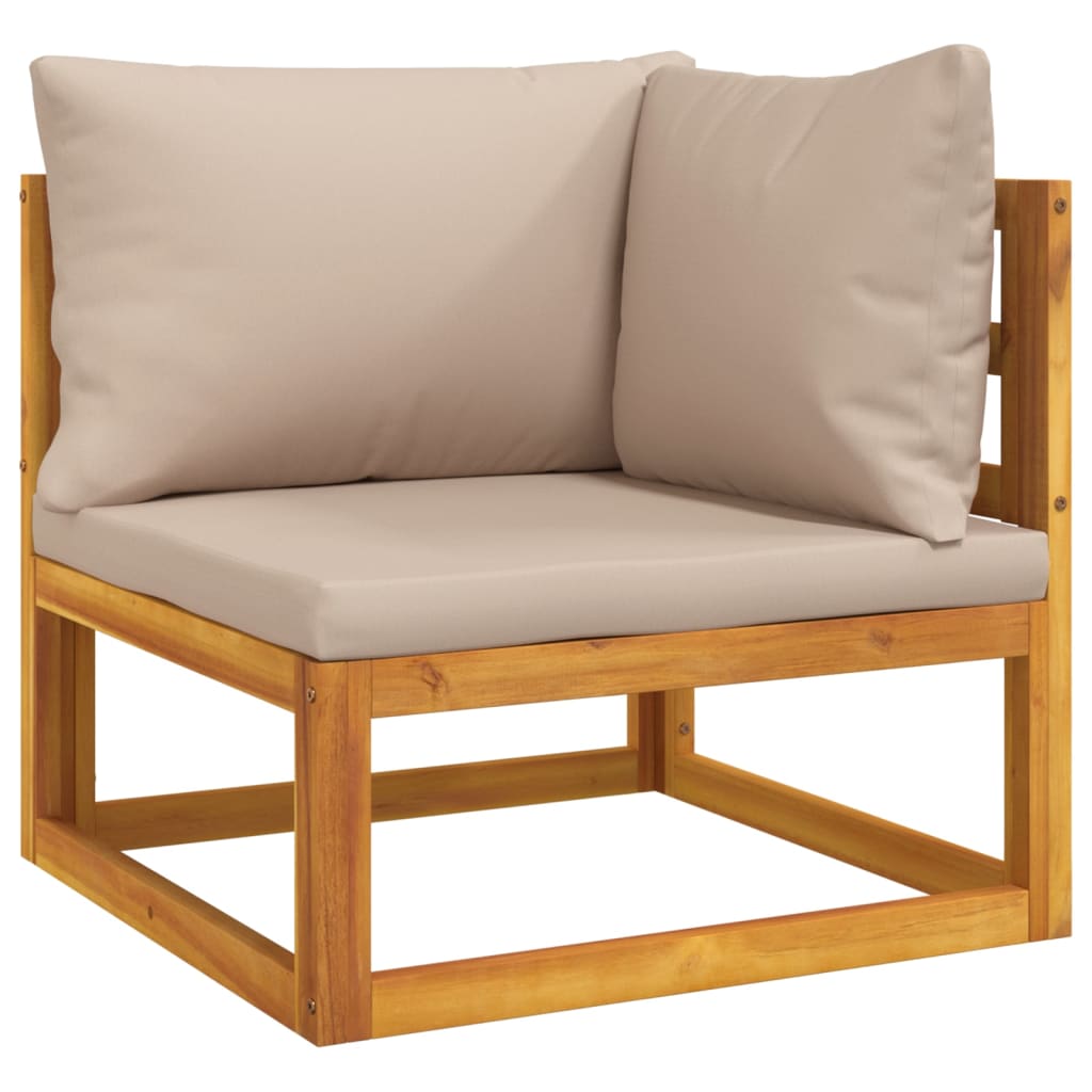 6-delige Loungeset met taupe kussens massief hout – afbeelding 4