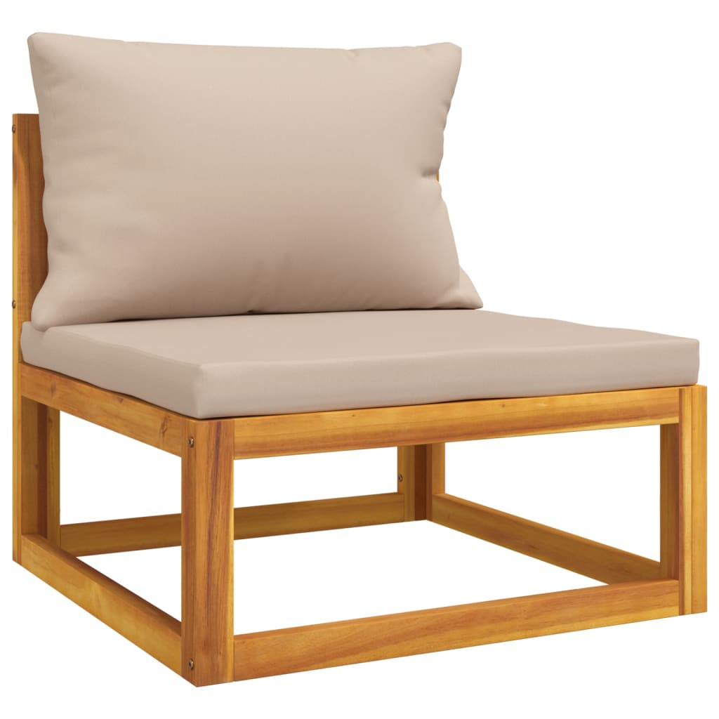 6-delige Loungeset met taupe kussens massief hout – afbeelding 5