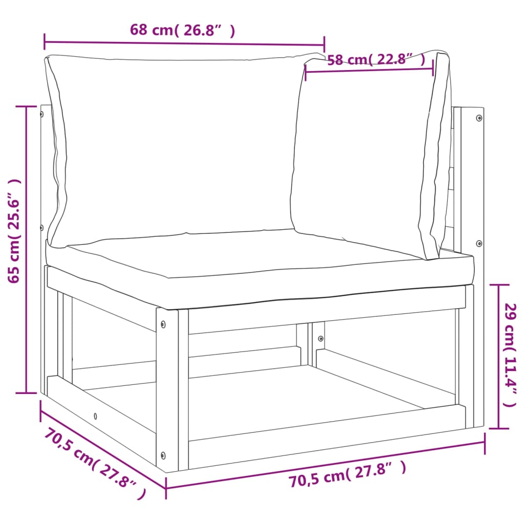 6-delige Loungeset met taupe kussens massief hout – afbeelding 8