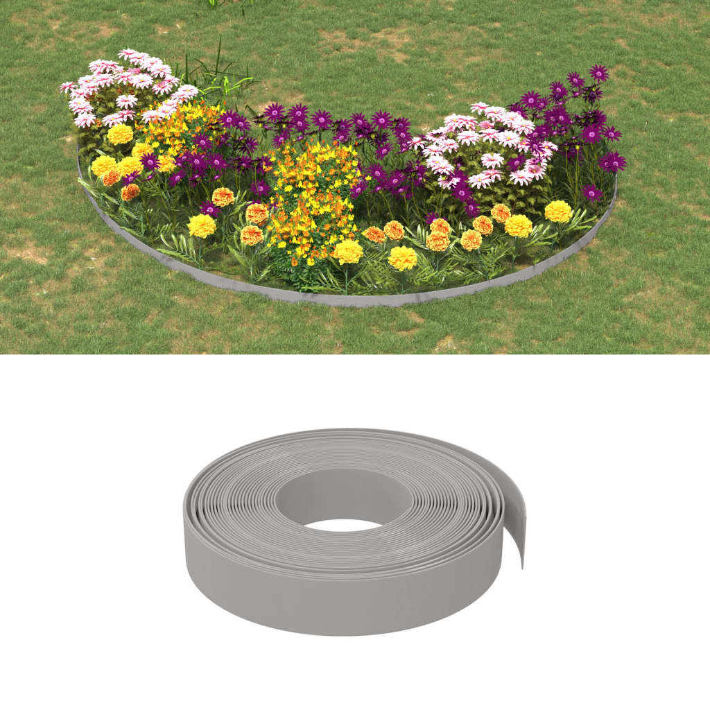 Tuinranden 5 st 10 m 10 cm polyetheen grijs