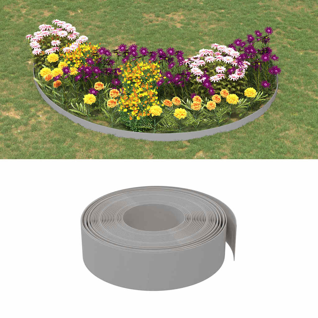 Tuinranden 4 st 10 m 15 cm polyetheen grijs
