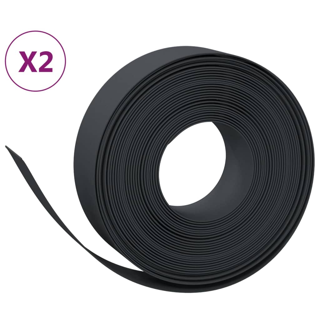 Tuinranden 2 st 10 m 15 cm polyetheen zwart – afbeelding 2