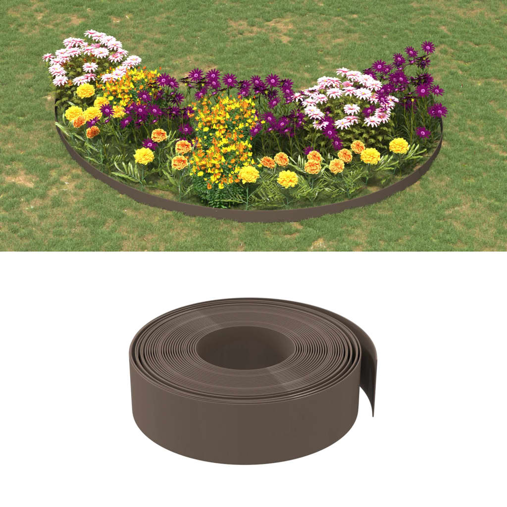 Tuinranden 4 st 10 m 15 cm polyetheen bruin – afbeelding 1
