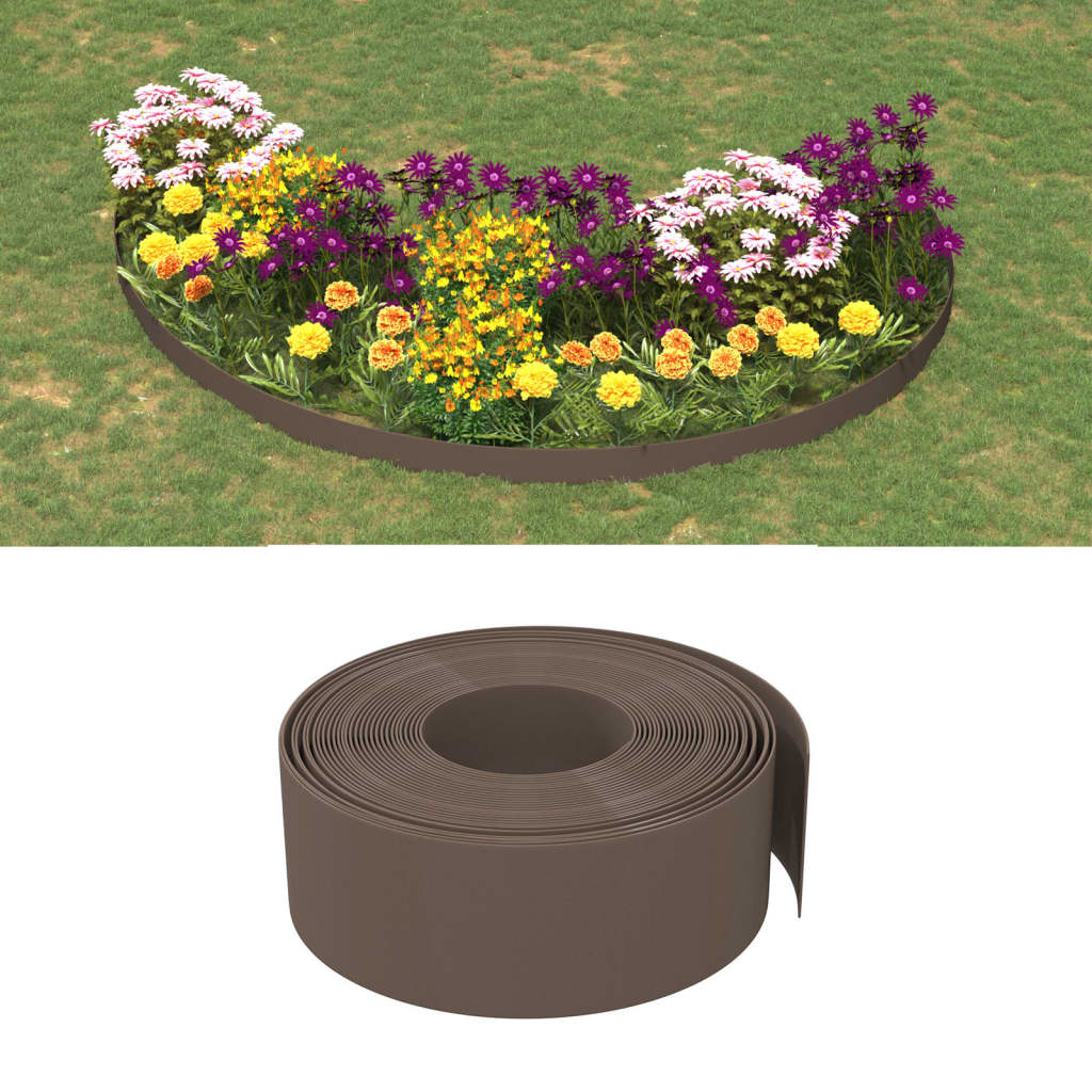 Tuinranden 2 st 10 m 20 cm polyetheen bruin – afbeelding 1