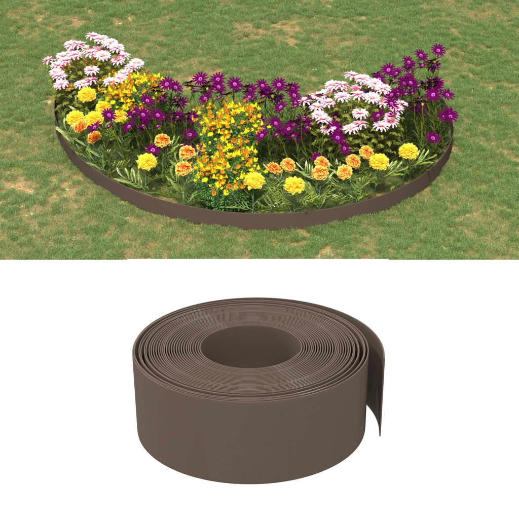 Tuinranden 4 st 10 m 20 cm polyetheen bruin
