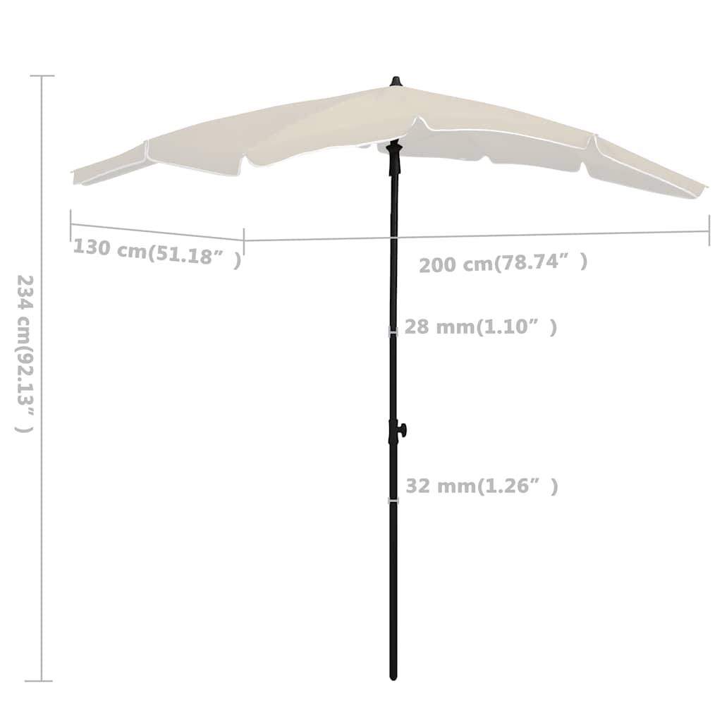 Parasol met paal 200x130 cm zandkleurig – afbeelding 6