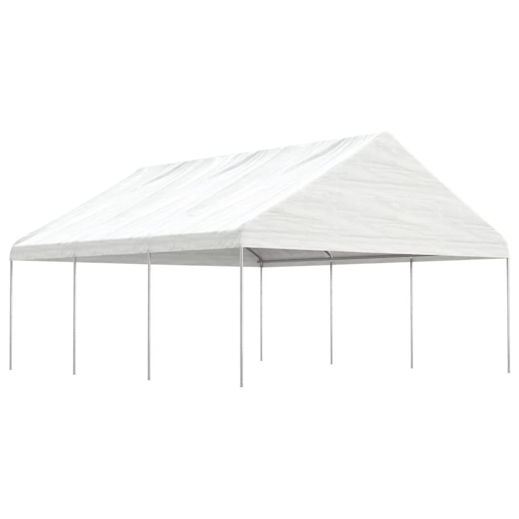Prieel met dak 6,69x5,88x3,75 m polyetheen wit – afbeelding 1
