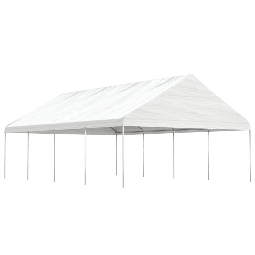 Prieel met dak 8,92x5,88x3,75 m polyetheen wit – afbeelding 1