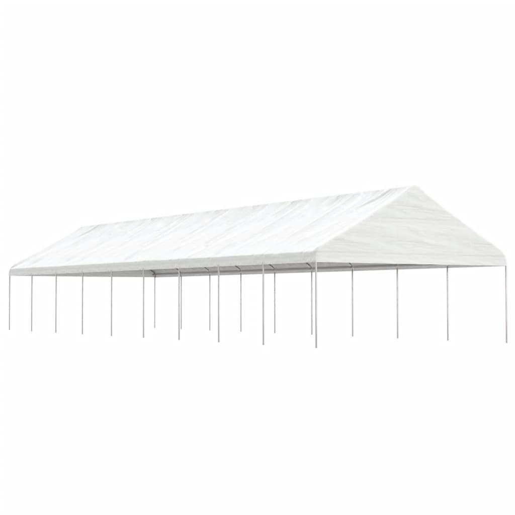 Prieel met dak 20,07x5,88x3,75 m polyetheen wit – afbeelding 1
