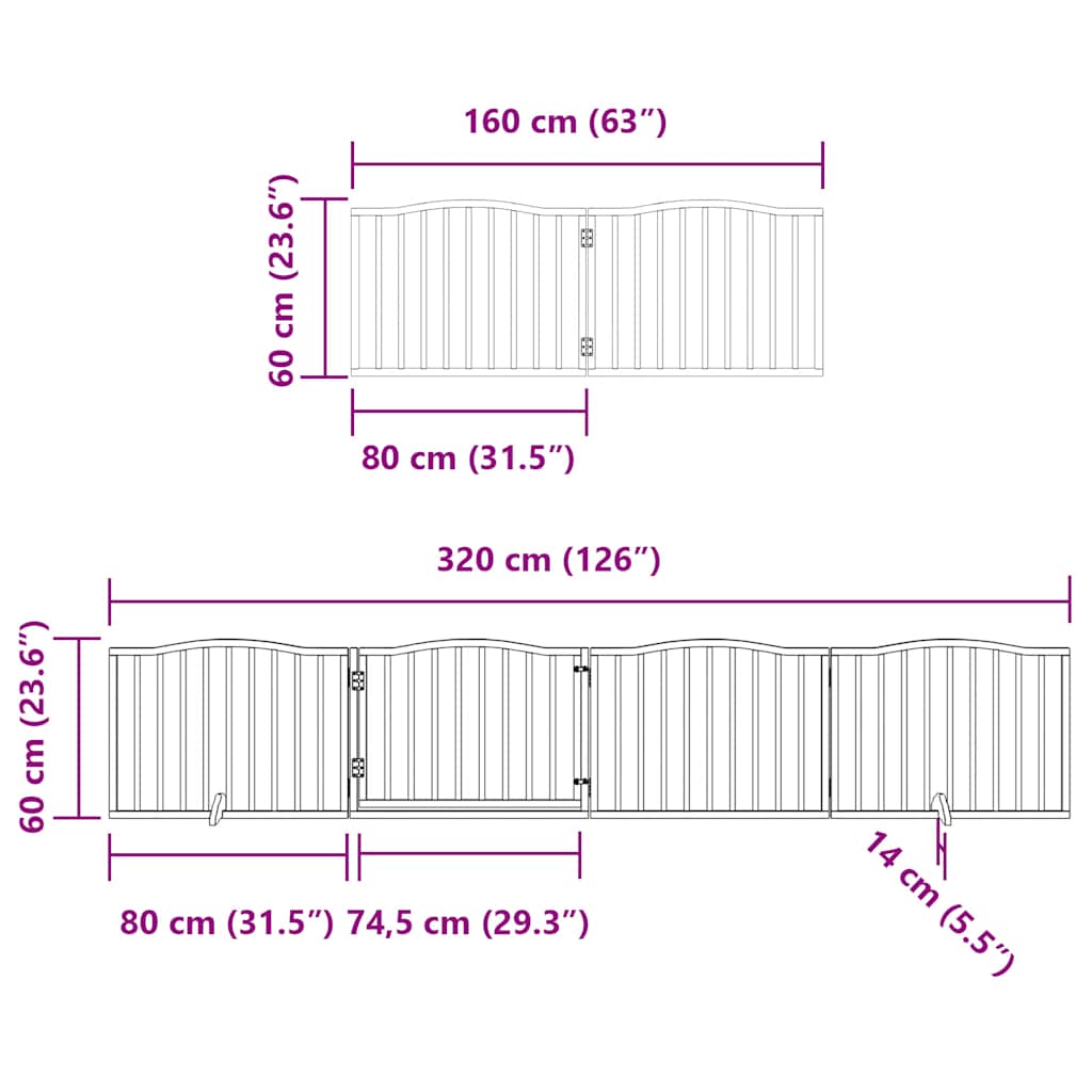 Hondenhek inklapbaar 6 panelen 480 cm populierenhout bruin – afbeelding 12