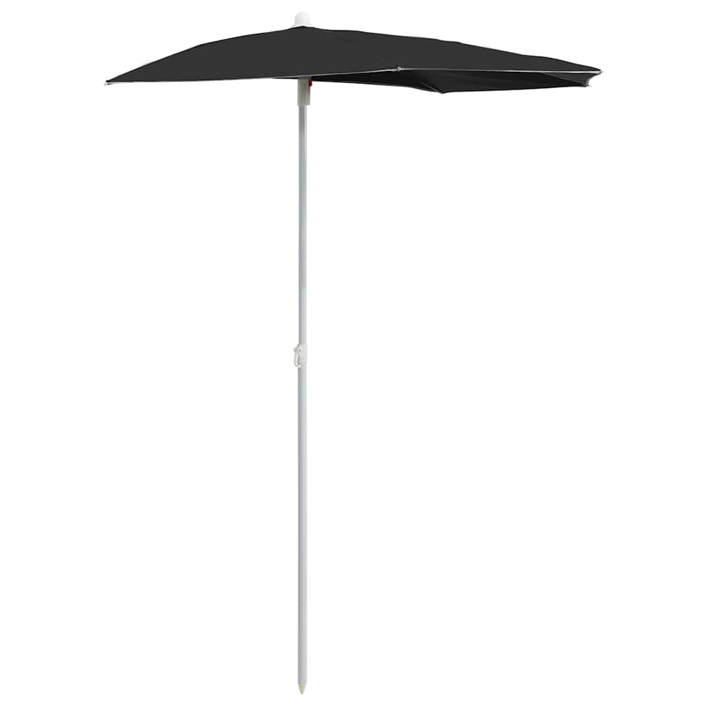 Parasol half met paal 180x90 cm zwart – afbeelding 2