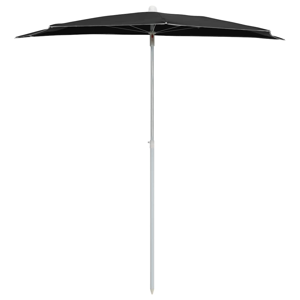 Parasol half met paal 180x90 cm zwart – afbeelding 3