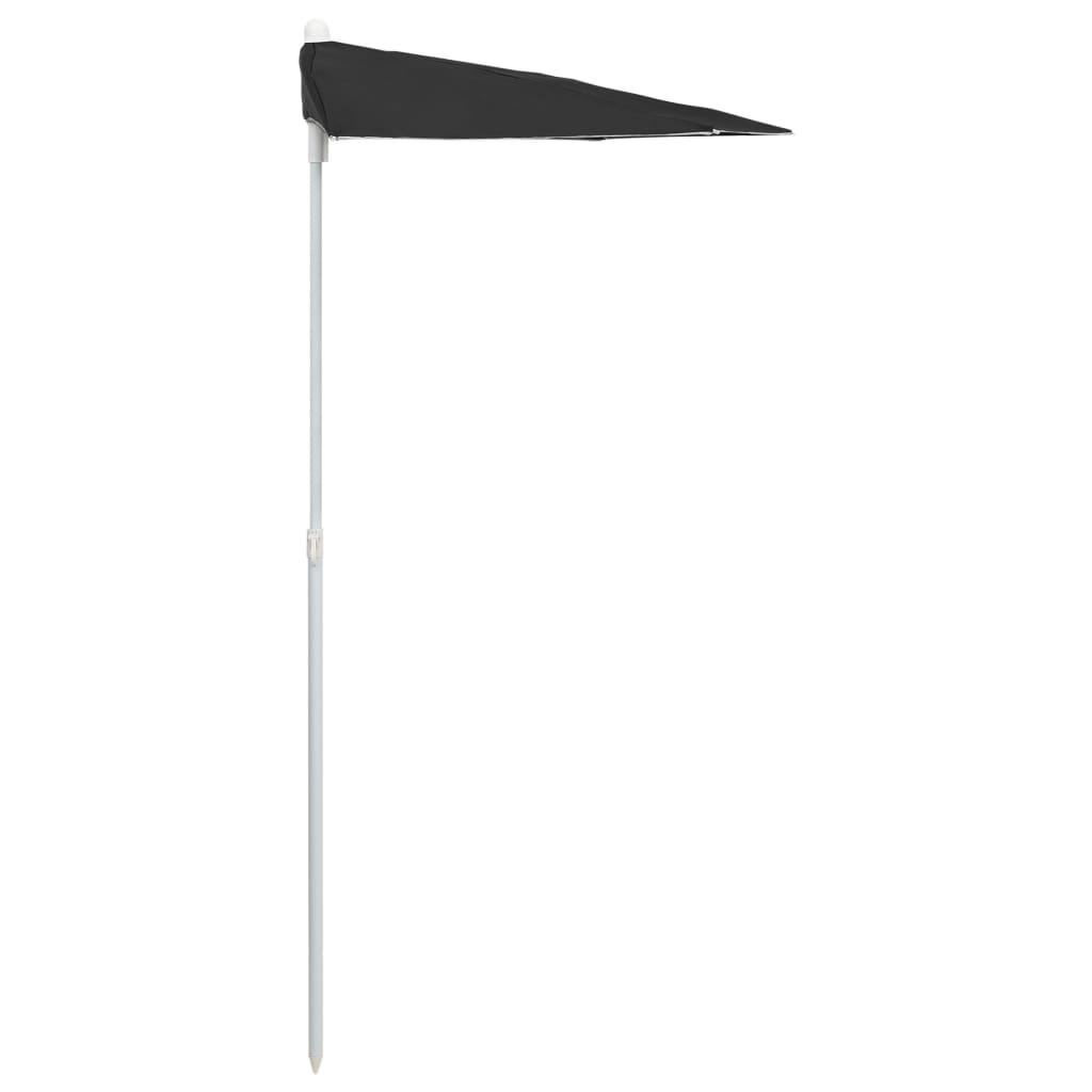 Parasol half met paal 180x90 cm zwart – afbeelding 5