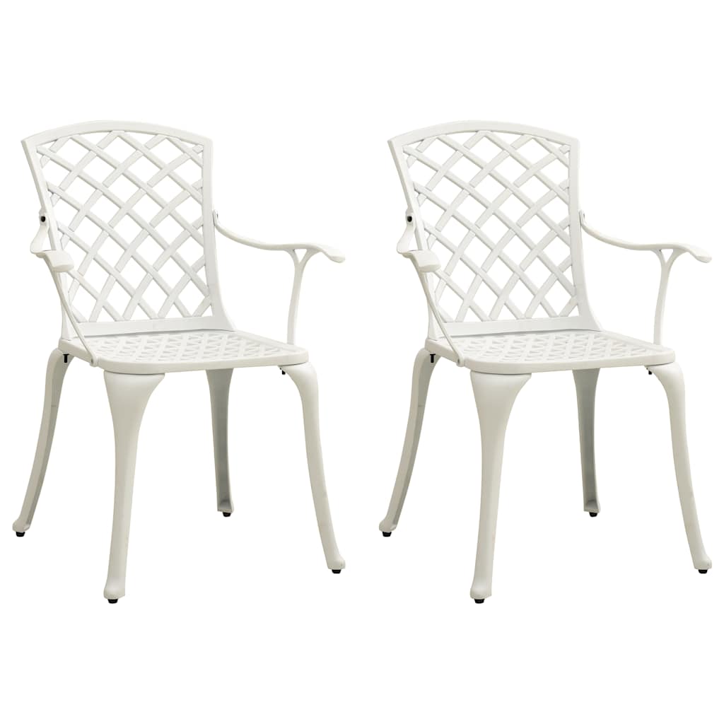 Tuinstoelen 2 st gietaluminium wit – afbeelding 1