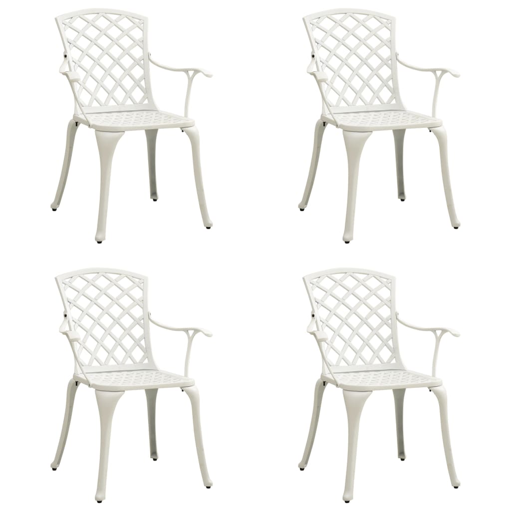 Tuinstoelen 4 st gietaluminium wit – afbeelding 1