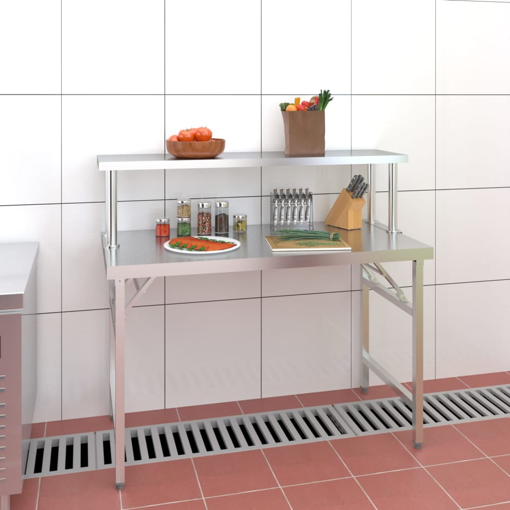Keukenwerktafel met bovenschap 120x60x115 cm roestvrij staal