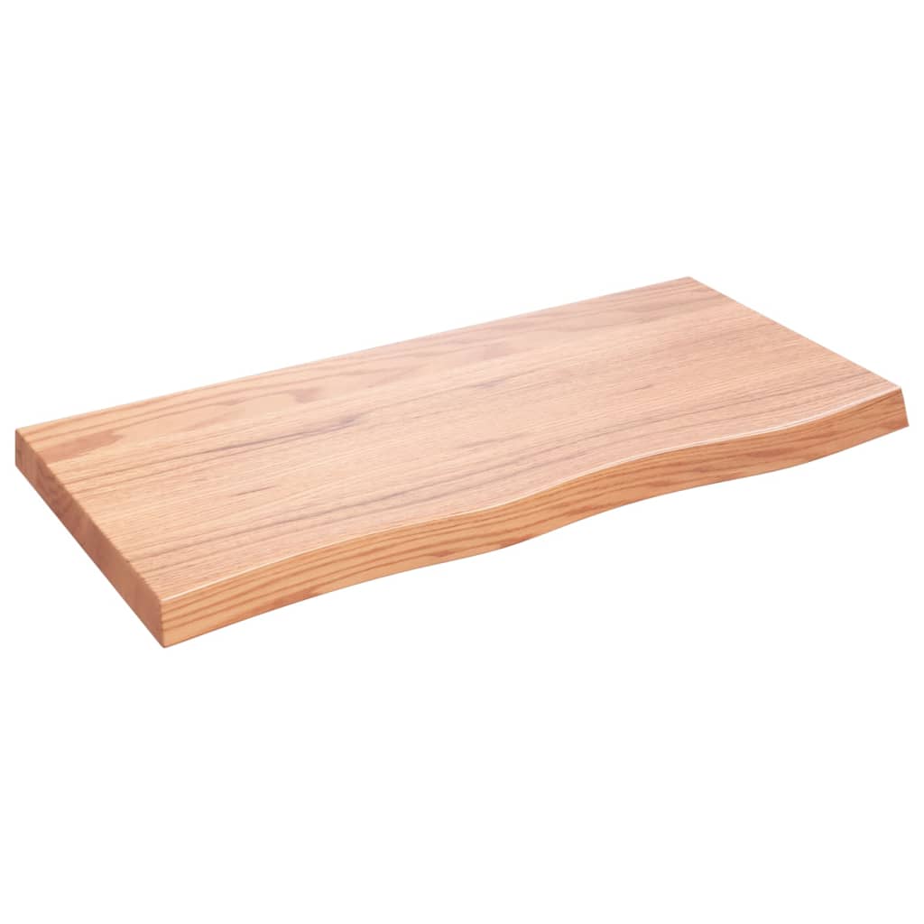 Wastafelblad 100x50x(2-6) cm behandeld massief hout lichtbruin – afbeelding 2