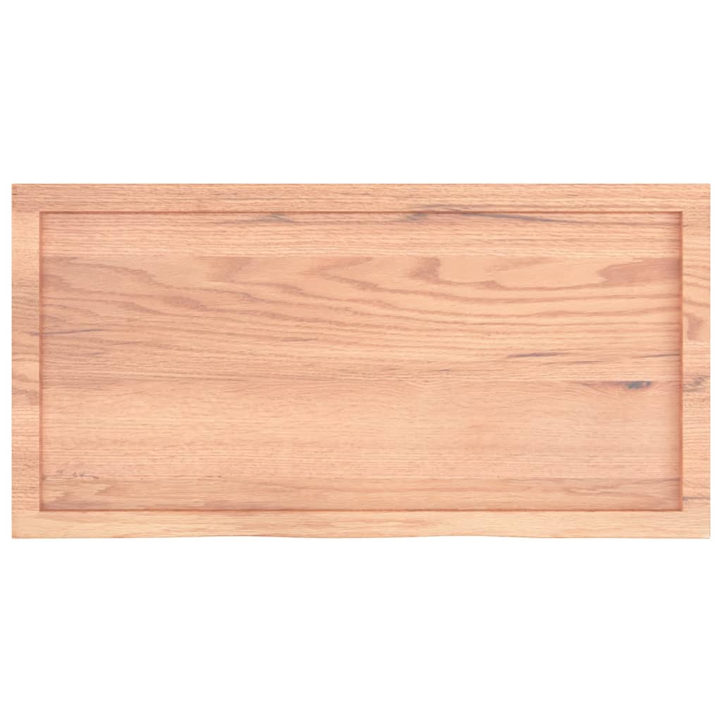 Wastafelblad 100x50x(2-6) cm behandeld massief hout lichtbruin – afbeelding 4