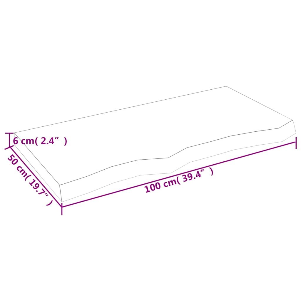 Wastafelblad 100x50x(2-6) cm behandeld massief hout lichtbruin – afbeelding 8