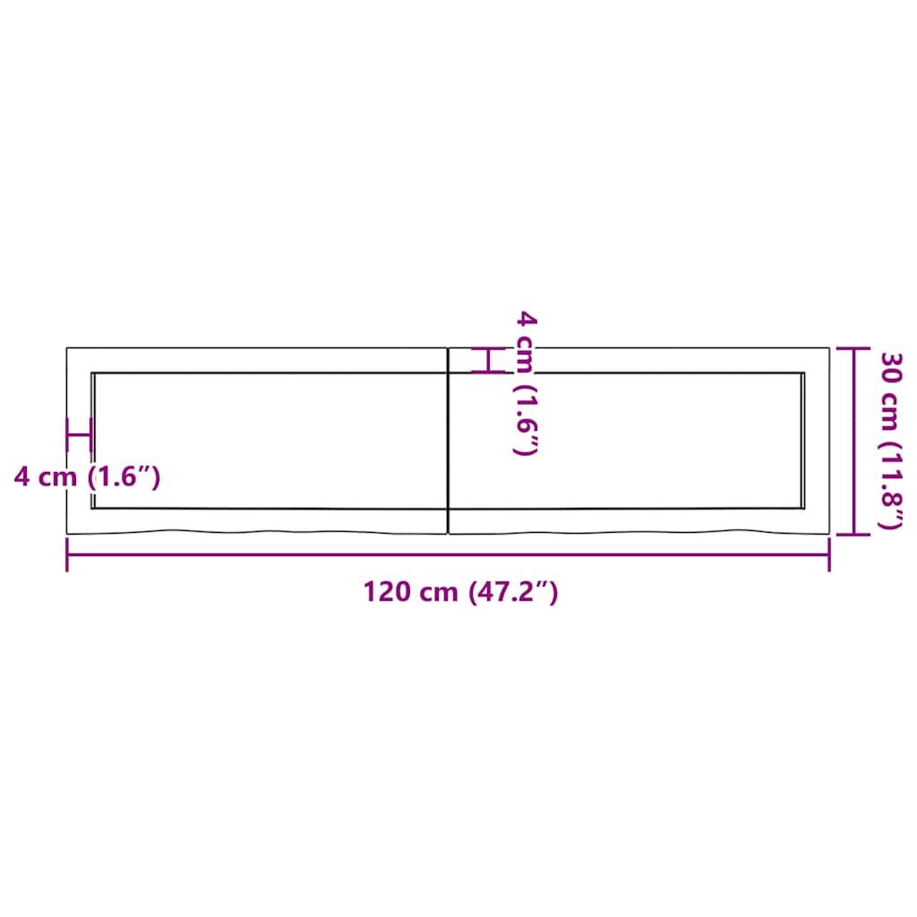 Wastafelblad 120x30x(2-4) cm behandeld massief hout lichtbruin – afbeelding 11