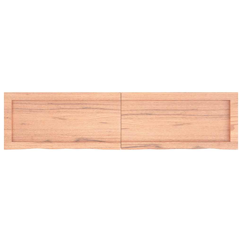 Wastafelblad 120x30x(2-4) cm behandeld massief hout lichtbruin – afbeelding 4