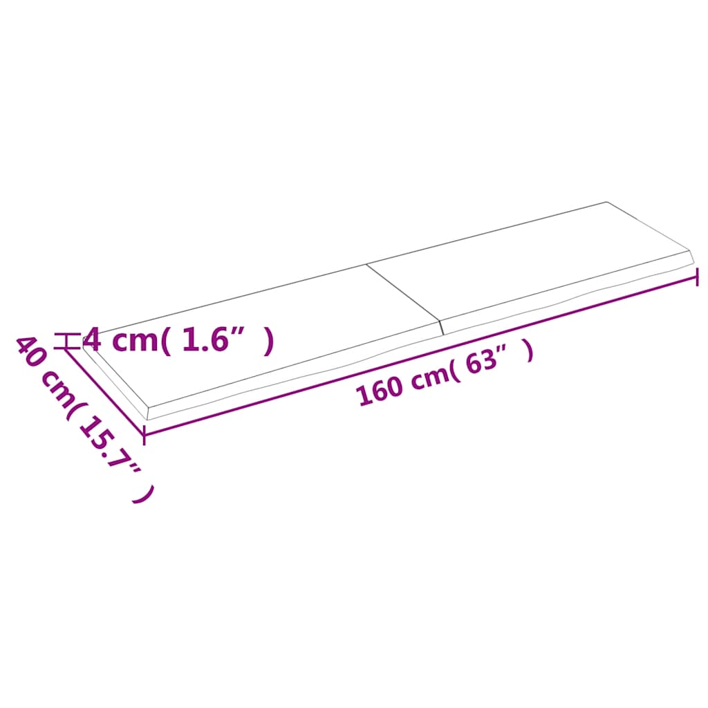 Wastafelblad 160x40x(2-4) cm behandeld massief hout lichtbruin – afbeelding 10