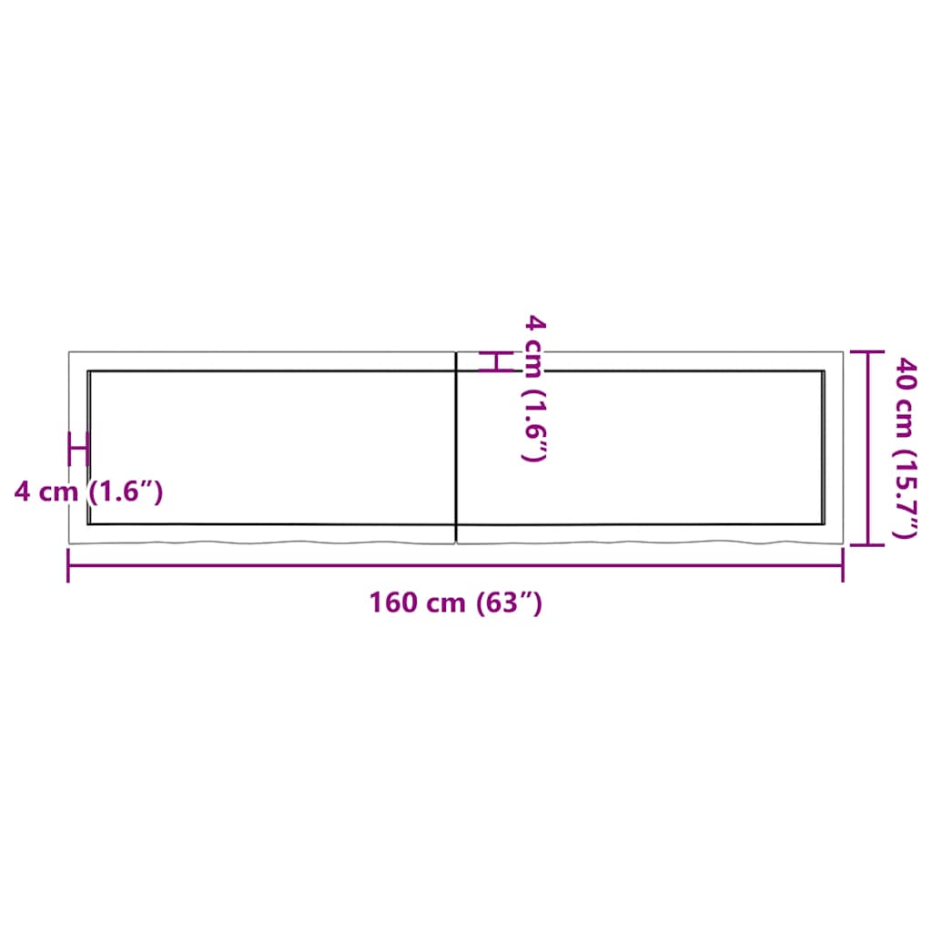 Wastafelblad 160x40x(2-4) cm behandeld massief hout lichtbruin – afbeelding 11