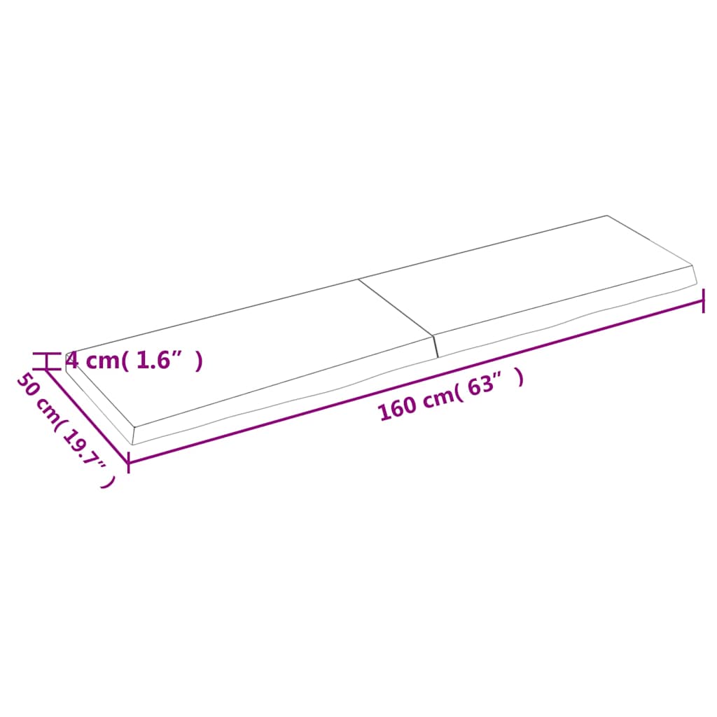 Wastafelblad 160x50x(2-4) cm behandeld massief hout lichtbruin – afbeelding 10