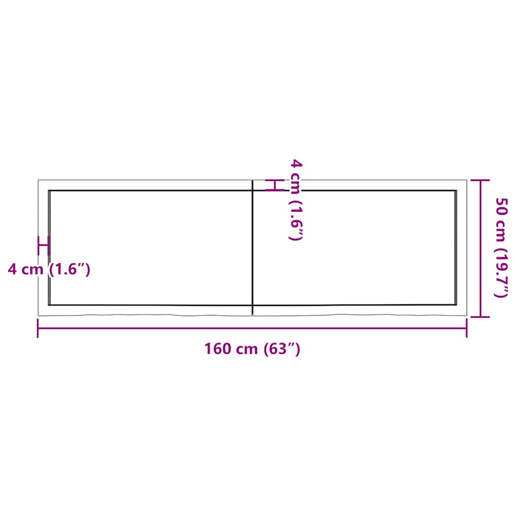Wastafelblad 160x50x(2-4) cm behandeld massief hout lichtbruin – afbeelding 11