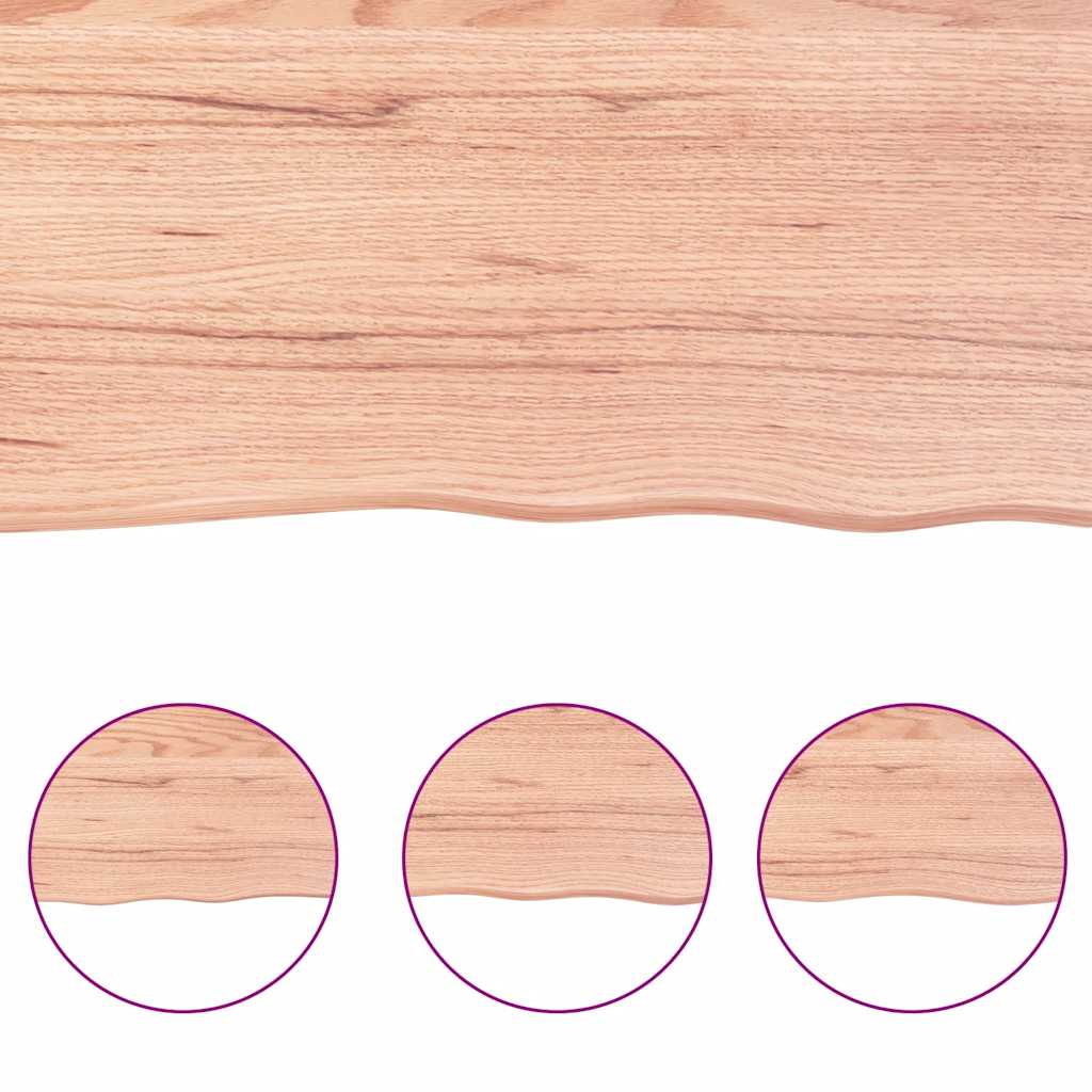 Wastafelblad 160x50x(2-4) cm behandeld massief hout lichtbruin – afbeelding 6