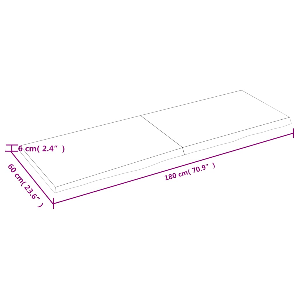 Wastafelblad 180x60x(2-6) cm behandeld massief hout lichtbruin – afbeelding 10