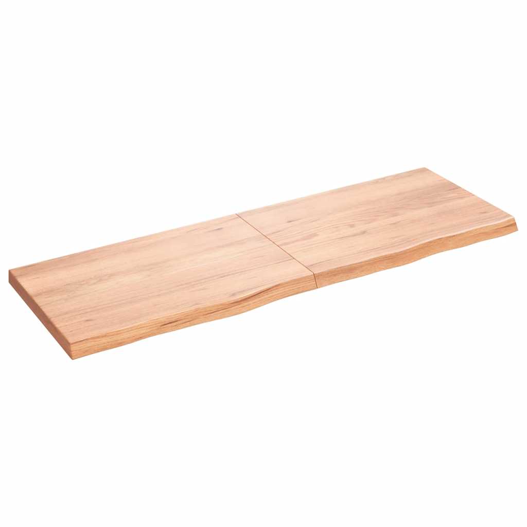 Wastafelblad 180x60x(2-6) cm behandeld massief hout lichtbruin – afbeelding 2