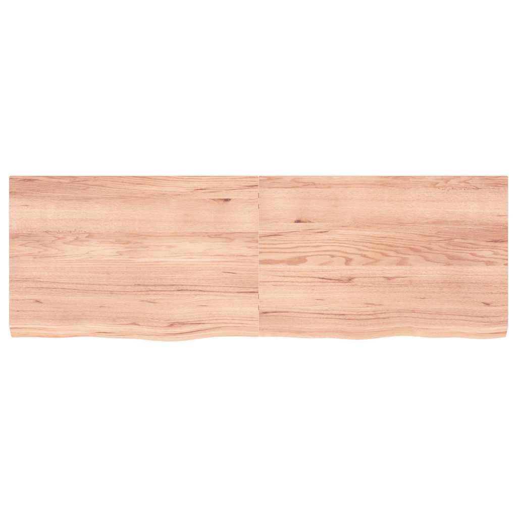 Wastafelblad 180x60x(2-6) cm behandeld massief hout lichtbruin – afbeelding 4