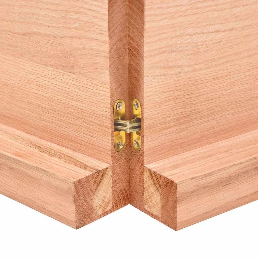 Wastafelblad 180x60x(2-6) cm behandeld massief hout lichtbruin – afbeelding 8