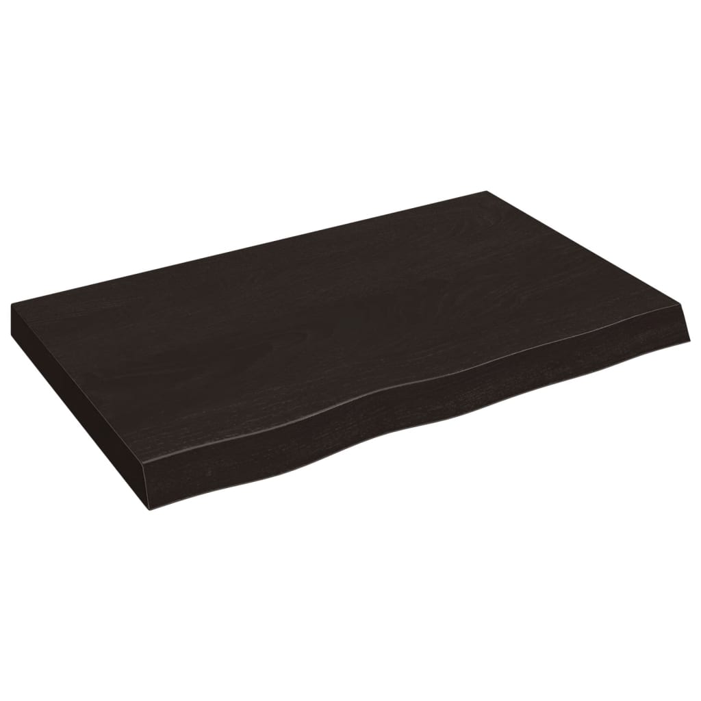 Wastafelblad 80x60x2 cm behandeld massief hout donkerbruin – afbeelding 2