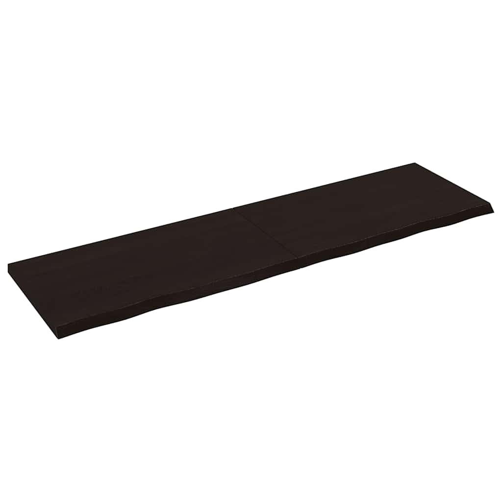 Wastafelblad 180x50x(2-4) cm behandeld massief hout donkerbruin – afbeelding 2