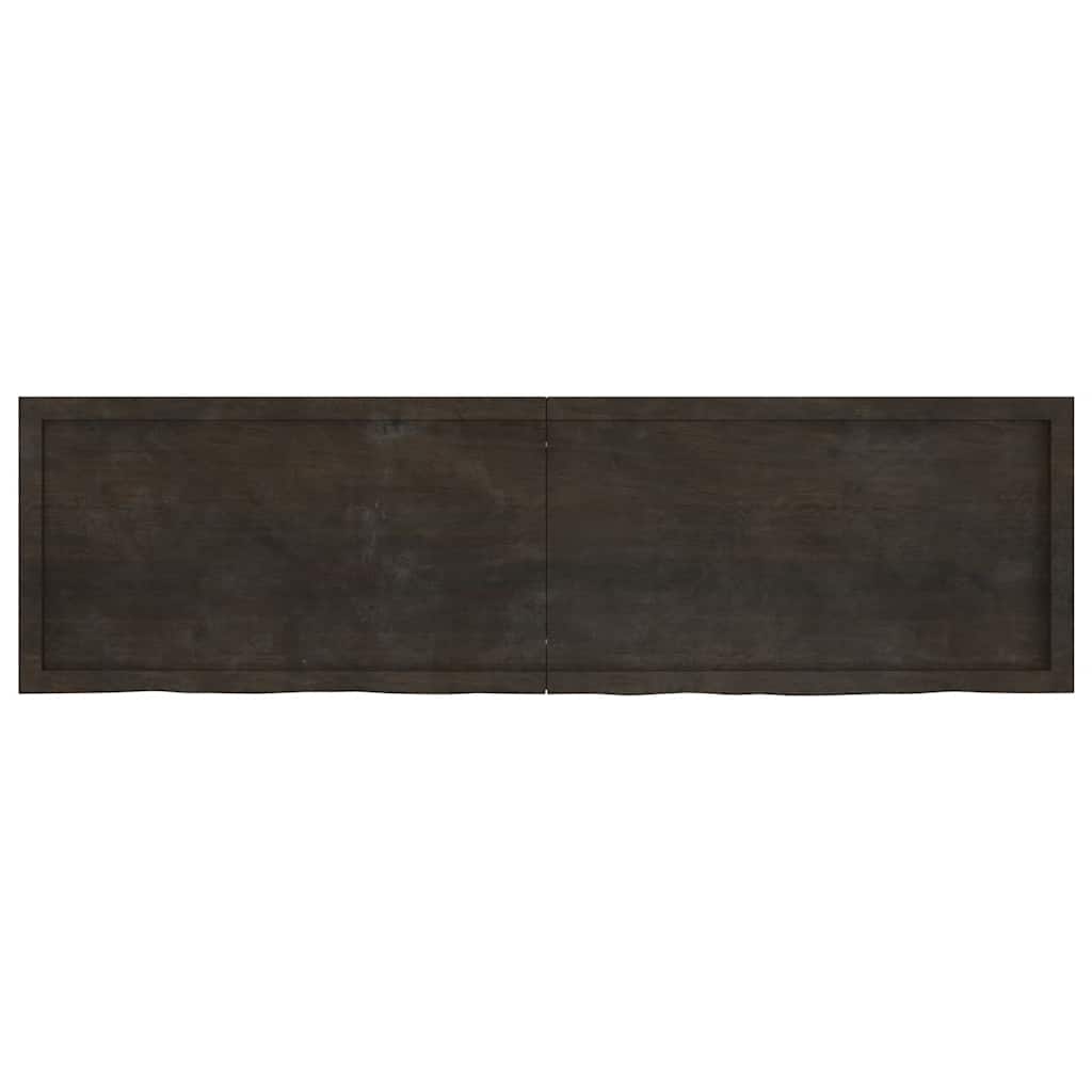 Wastafelblad 180x50x(2-4) cm behandeld massief hout donkerbruin – afbeelding 3