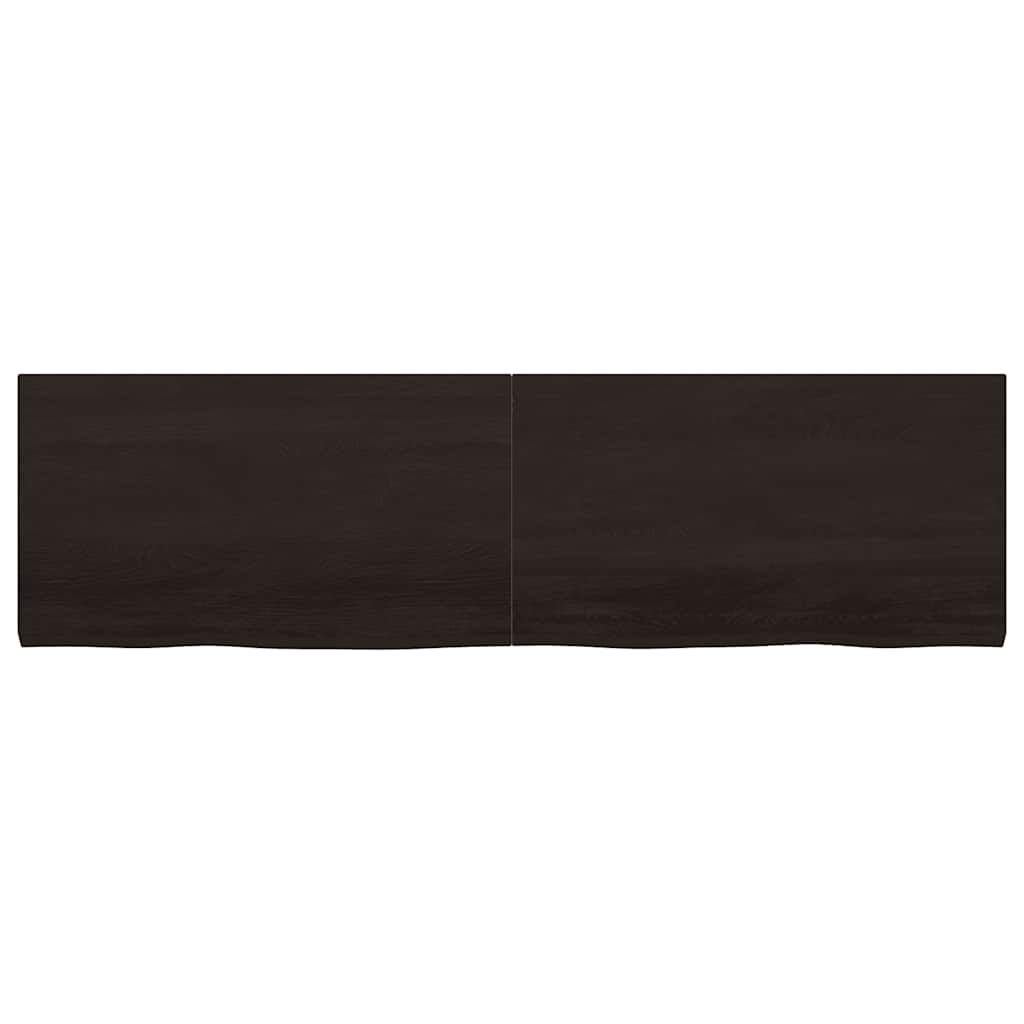 Wastafelblad 180x50x(2-4) cm behandeld massief hout donkerbruin – afbeelding 4