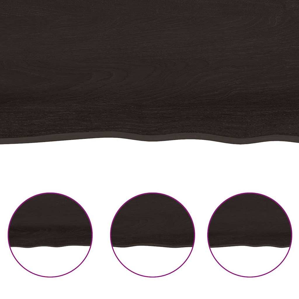 Wastafelblad 180x50x(2-4) cm behandeld massief hout donkerbruin – afbeelding 6