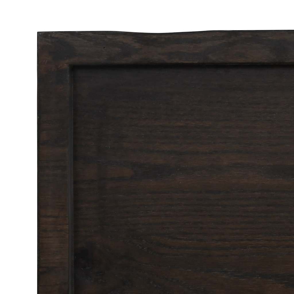 Wastafelblad 180x50x(2-4) cm behandeld massief hout donkerbruin – afbeelding 7