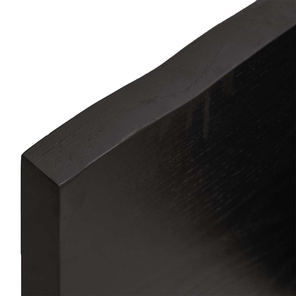 Wastafelblad 180x50x(2-4) cm behandeld massief hout donkerbruin – afbeelding 9