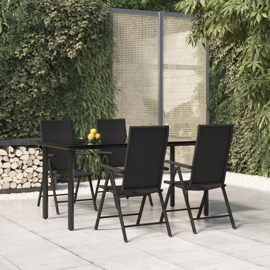 5-delige Tuinset poly rattan zwart – afbeelding 1